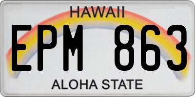HI license plate EPM863