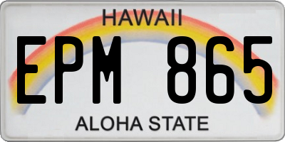 HI license plate EPM865