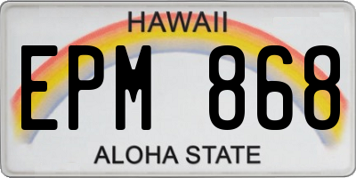 HI license plate EPM868