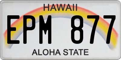 HI license plate EPM877