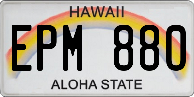HI license plate EPM880