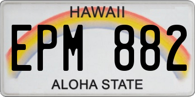 HI license plate EPM882
