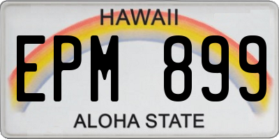 HI license plate EPM899