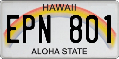 HI license plate EPN801