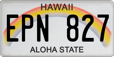 HI license plate EPN827