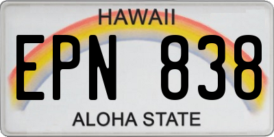 HI license plate EPN838