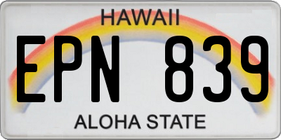 HI license plate EPN839