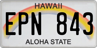 HI license plate EPN843
