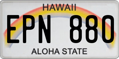 HI license plate EPN880