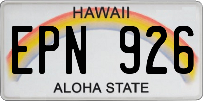 HI license plate EPN926
