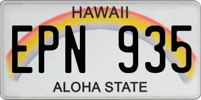 HI license plate EPN935