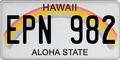 HI license plate EPN982