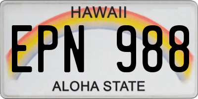 HI license plate EPN988