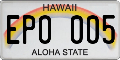 HI license plate EPO005