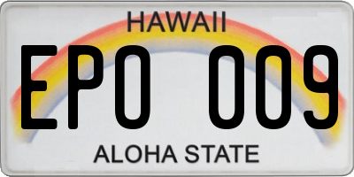 HI license plate EPO009