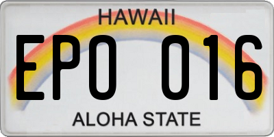 HI license plate EPO016