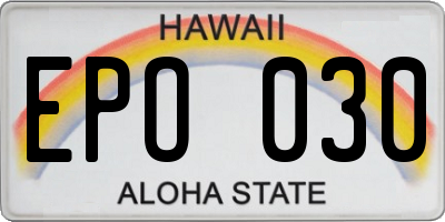 HI license plate EPO030