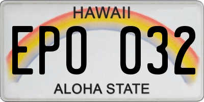 HI license plate EPO032
