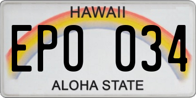 HI license plate EPO034