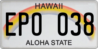 HI license plate EPO038