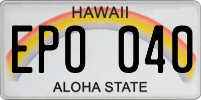 HI license plate EPO040