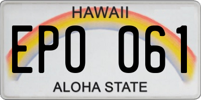 HI license plate EPO061