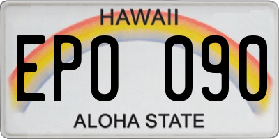 HI license plate EPO090