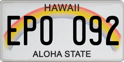 HI license plate EPO092