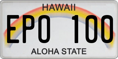 HI license plate EPO100