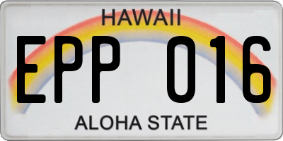 HI license plate EPP016