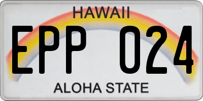 HI license plate EPP024