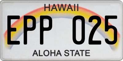 HI license plate EPP025