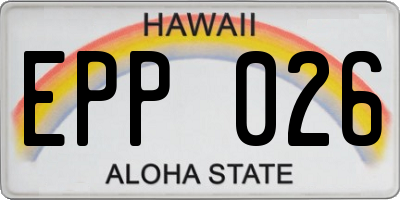 HI license plate EPP026
