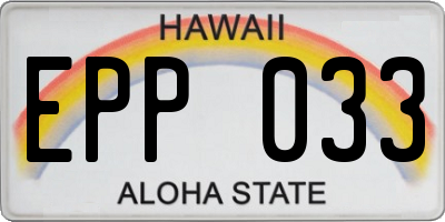 HI license plate EPP033