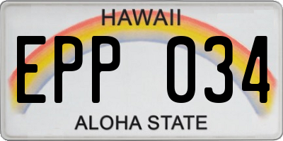 HI license plate EPP034
