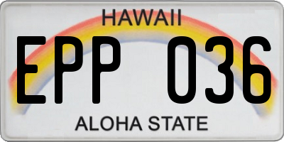 HI license plate EPP036
