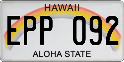 HI license plate EPP092