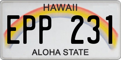 HI license plate EPP231
