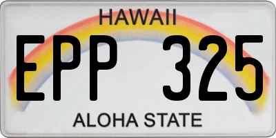 HI license plate EPP325