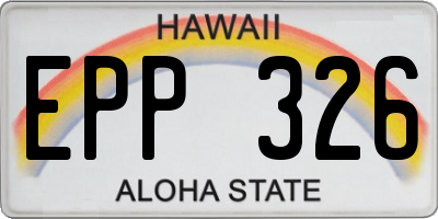 HI license plate EPP326
