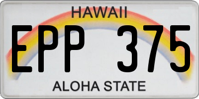 HI license plate EPP375