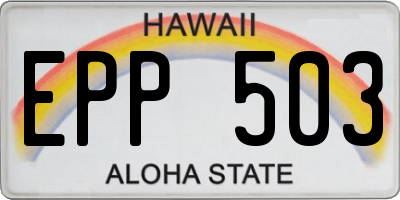 HI license plate EPP503