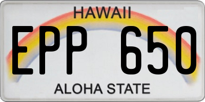 HI license plate EPP650