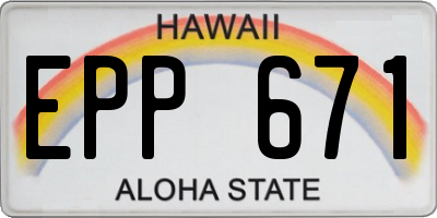 HI license plate EPP671