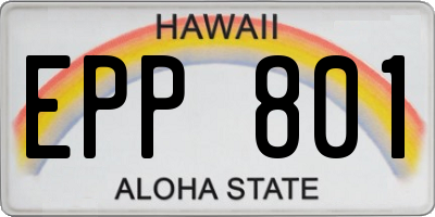 HI license plate EPP801