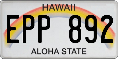 HI license plate EPP892