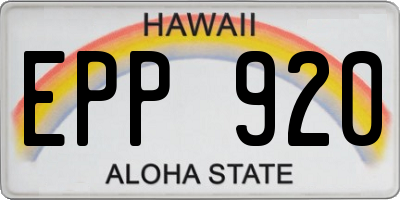 HI license plate EPP920