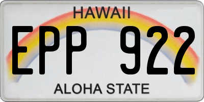 HI license plate EPP922
