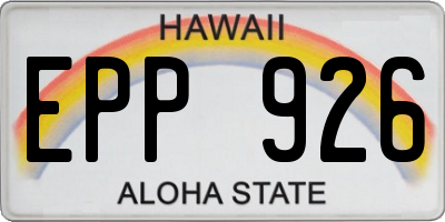 HI license plate EPP926