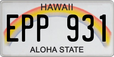 HI license plate EPP931